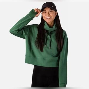 NxTSTOP Getaway Cropped Sweatshirt Organic Funnel Neck  - Green - Sz Medium